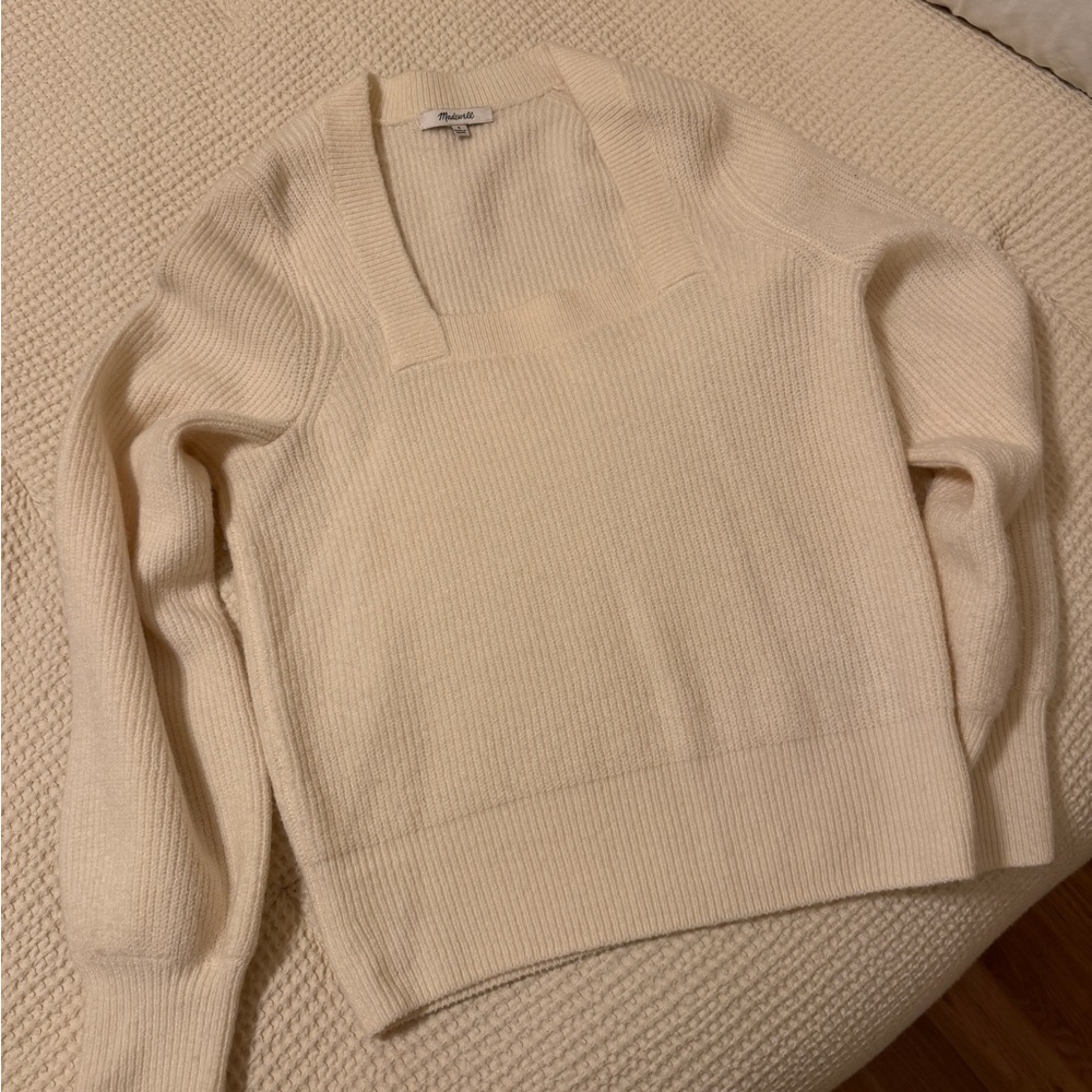 Madewell Cream Square Neck Sweater